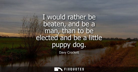 Small: I would rather be beaten, and be a man, than to be elected and be a little puppy dog