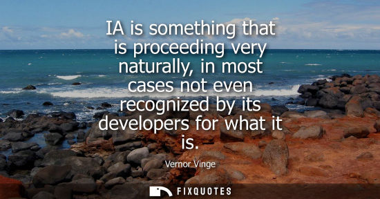 Small: IA is something that is proceeding very naturally, in most cases not even recognized by its developers 