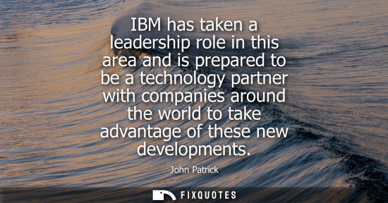 Small: IBM has taken a leadership role in this area and is prepared to be a technology partner with companies around 