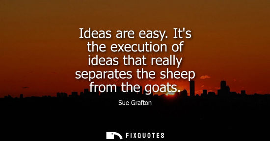 Small: Ideas are easy. Its the execution of ideas that really separates the sheep from the goats
