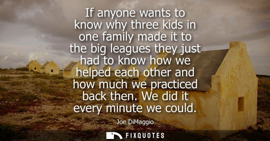 Small: If anyone wants to know why three kids in one family made it to the big leagues they just had to know h