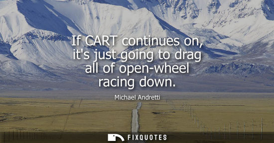 Small: If CART continues on, its just going to drag all of open-wheel racing down
