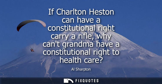 Small: If Charlton Heston can have a constitutional right carry a rifle, why cant grandma have a constitutiona