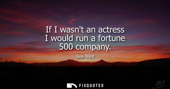 Small: If I wasnt an actress I would run a fortune 500 company