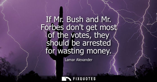 Small: If Mr. Bush and Mr. Forbes dont get most of the votes, they should be arrested for wasting money