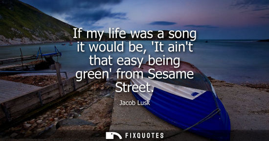 Small: If my life was a song it would be, It aint that easy being green from Sesame Street
