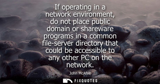 Small: If operating in a network environment, do not place public domain or shareware programs in a common fil
