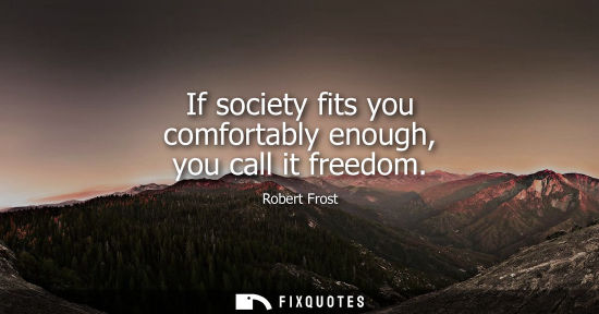 Small: If society fits you comfortably enough, you call it freedom