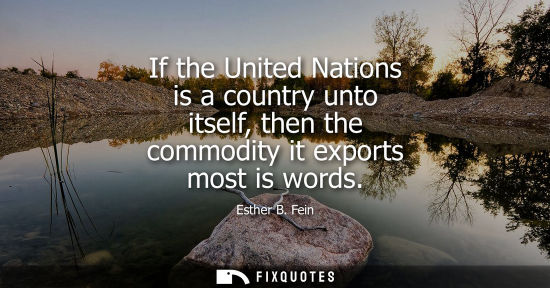 Small: If the United Nations is a country unto itself, then the commodity it exports most is words