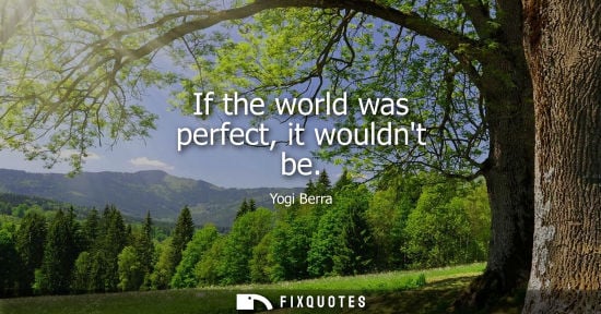 Small: If the world was perfect, it wouldnt be