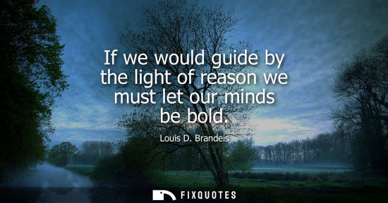 Small: If we would guide by the light of reason we must let our minds be bold