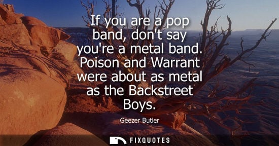 Small: If you are a pop band, dont say youre a metal band. Poison and Warrant were about as metal as the Backs