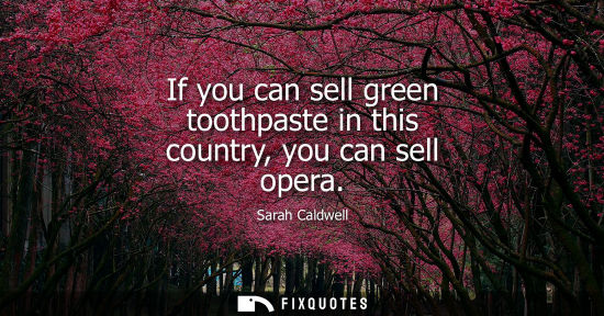 Small: If you can sell green toothpaste in this country, you can sell opera