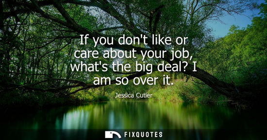 Small: If you dont like or care about your job, whats the big deal? I am so over it