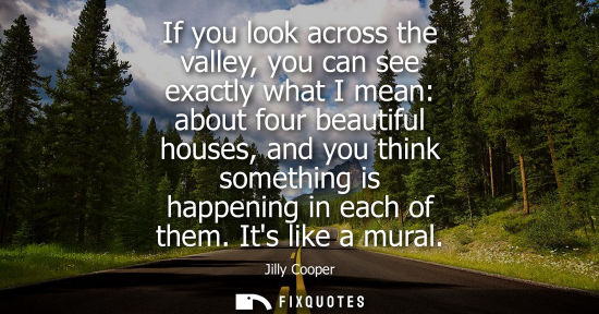 Small: If you look across the valley, you can see exactly what I mean: about four beautiful houses, and you th
