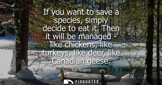 Small: If you want to save a species, simply decide to eat it. Then it will be managed - like chickens, like t