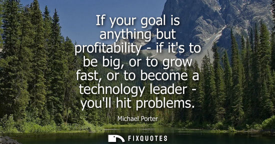 Small: If your goal is anything but profitability - if its to be big, or to grow fast, or to become a technolo