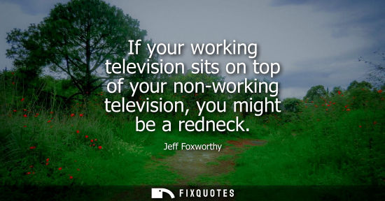 Small: If your working television sits on top of your non-working television, you might be a redneck
