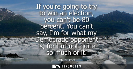Small: If youre going to try to win an election, you cant be 80 percent. You cant say, Im for what my Democrat