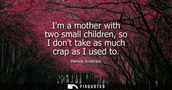 Small: Im a mother with two small children, so I dont take as much crap as I used to