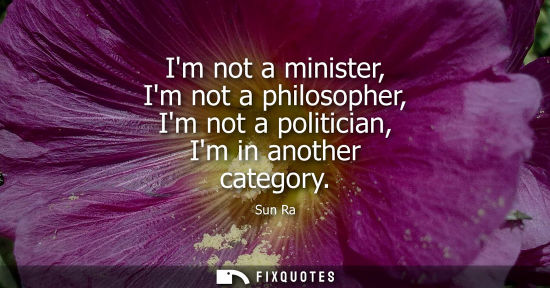 Small: Im not a minister, Im not a philosopher, Im not a politician, Im in another category