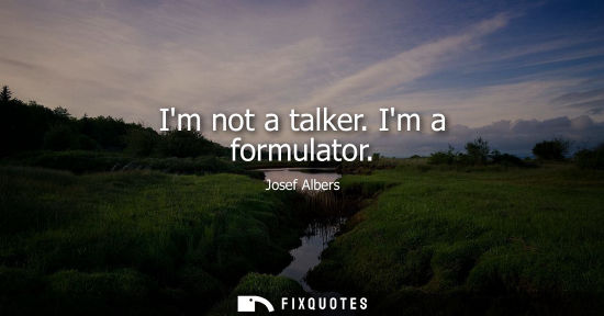 Small: Im not a talker. Im a formulator