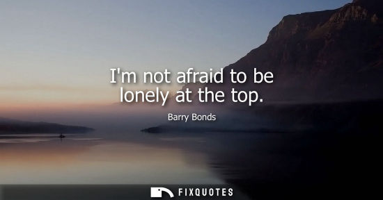 Small: Im not afraid to be lonely at the top