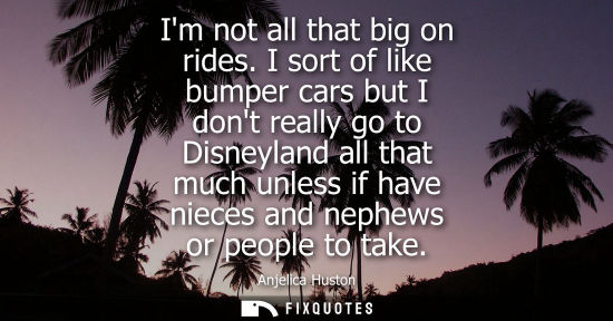 Small: Im not all that big on rides. I sort of like bumper cars but I dont really go to Disneyland all that much unle