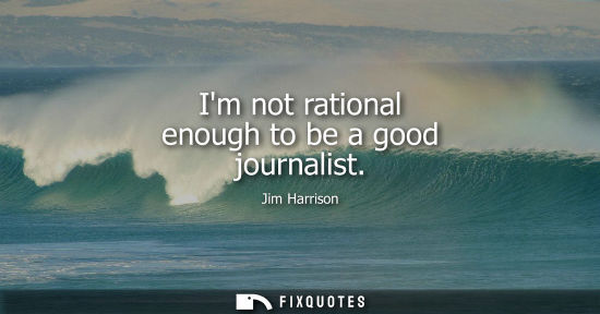 Small: Im not rational enough to be a good journalist