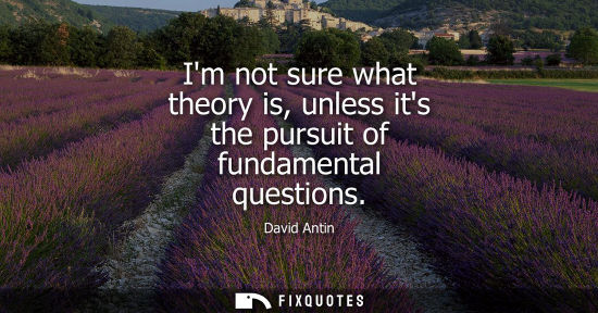 Small: Im not sure what theory is, unless its the pursuit of fundamental questions