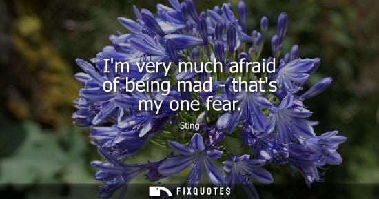 Small: Im very much afraid of being mad - thats my one fear