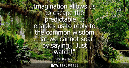 Small: Imagination allows us to escape the predictable. It enables us to reply to the common wisdom that we ca