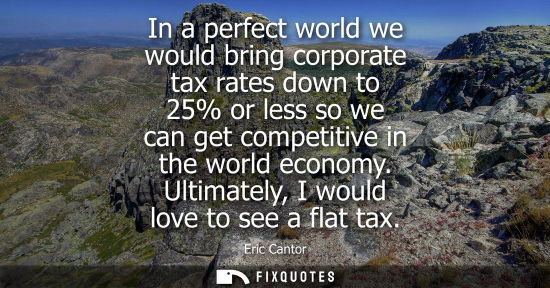 Small: In a perfect world we would bring corporate tax rates down to 25% or less so we can get competitive in 