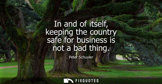 Small: In and of itself, keeping the country safe for business is not a bad thing
