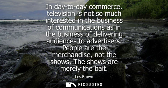 Small: In day-to-day commerce, television is not so much interested in the business of communications as in th