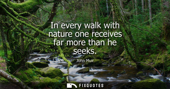 Small: In every walk with nature one receives far more than he seeks