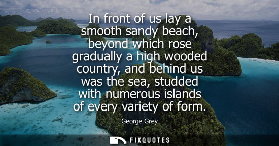 Small: In front of us lay a smooth sandy beach, beyond which rose gradually a high wooded country, and behind 