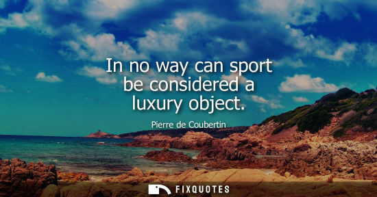 Small: In no way can sport be considered a luxury object