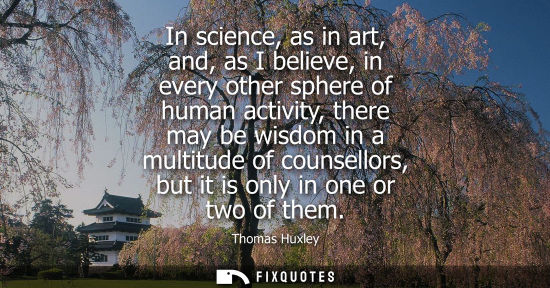 Small: In science, as in art, and, as I believe, in every other sphere of human activity, there may be wisdom in a mu