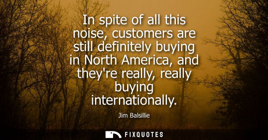 Small: In spite of all this noise, customers are still definitely buying in North America, and theyre really, 