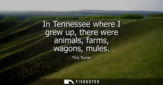 Small: In Tennessee where I grew up, there were animals, farms, wagons, mules