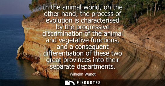 Small: In the animal world, on the other hand, the process of evolution is characterised by the progressive di