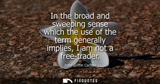 Small: In the broad and sweeping sense which the use of the term generally implies, I am not a free-trader
