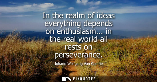Small: In the realm of ideas everything depends on enthusiasm... in the real world all rests on perseverance