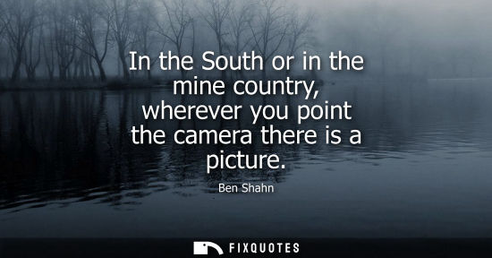 Small: In the South or in the mine country, wherever you point the camera there is a picture
