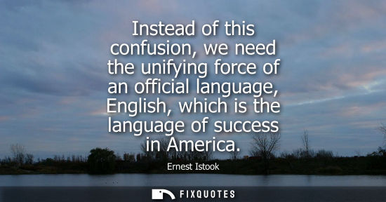 Small: Instead of this confusion, we need the unifying force of an official language, English, which is the la