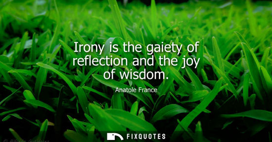 Small: Irony is the gaiety of reflection and the joy of wisdom