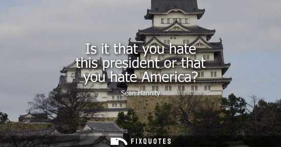 Small: Is it that you hate this president or that you hate America?