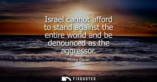 Small: Israel cannot afford to stand against the entire world and be denounced as the aggressor