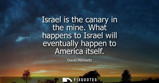 Small: Israel is the canary in the mine. What happens to Israel will eventually happen to America itself